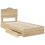 vidaXL Lit de Rangement Chêne Sonoma 90 x 190 cm Bois d'ingénierie