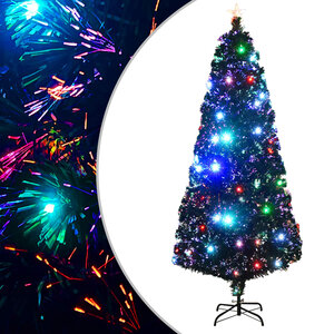 vidaXL Arbre de Noël pré-éclairé avec support et LED 210 cm fibre optique