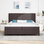 vidaXL Lit à ressorts avec matelas Marron foncé 200 x 200 cm tissu