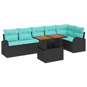 vidaXL Ensemble de canapé de jardin 7 Pièces Noir Poly rotin