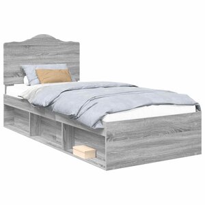 vidaXL Cadre de lit Gris Sonoma 90 x 190 cm Pin massif