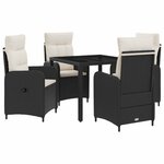 vidaXL Ensemble de repas extérieur 5 Pièces Noir et blanc crème