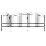 vidaXL Portail de clôture de jardin avec dessus en lance 5x2 25 m Noir