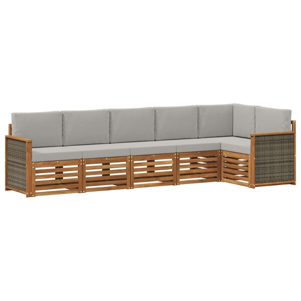 vidaXL Ensemble de canapé d'angle 5 Pièces Naturel et gris clair