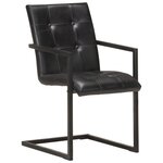 vidaXL Chaises à manger cantilever lot de 4 noir cuir véritable