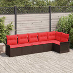 vidaXL Ensemble de canapé de jardin 6 Pièces Marron Poly rotin