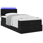vidaXL Cadre de lit ottoman avec matelas noir 90x200 cm velours