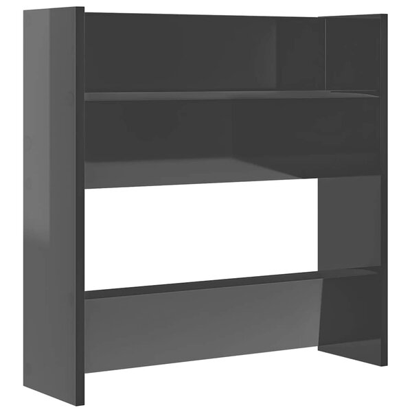 vidaXL Armoire à chaussures murale gris brillant bois d’ingénierie