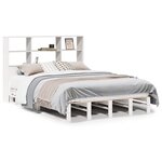vidaXL Lit bibliothèque sans matelas blanc 140x200 cm bois massif
