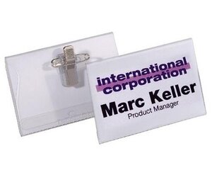 Lot de 50 badges porte-nom en plastique avec pince et épingle 90 x 54 mm DURABLE