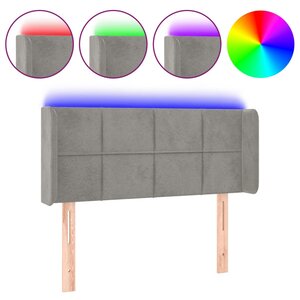vidaXL Tête de lit à LED Gris clair 83x16x78/88 cm Velours