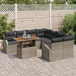 vidaXL Ensemble de canapé de jardin 9 Pièces Gris Poly rotin