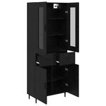 vidaXL Haut Armoire 2 Pièces Chêne noir Bois Aggloméré et Verre