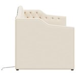 vidaXL Lit avec éclairage USB Crème Tissu 90x200 cm