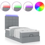 vidaXL Cadre de lit ottoman et matelas gris clair 100x200 cm tissu