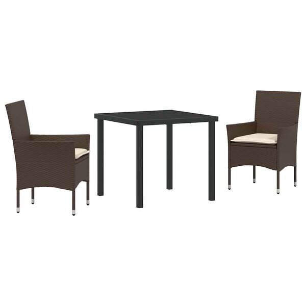 vidaXL Ensemble de salle à manger pour jardin 3 Pièces Marron polyrotin