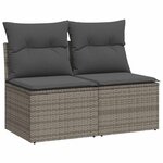 vidaXL Salon de jardin 2 Pièces avec coussins gris résine tressée acacia