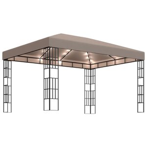 vidaXL Tonnelle avec guirlande lumineuse à LED 4x3 m Taupe