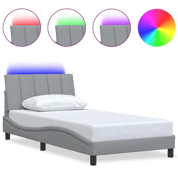 vidaXL Cadre de lit sans matelas Hanko gris clair 100x200 cm tissu