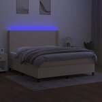 vidaXL Sommier à lattes de lit matelas LED Crème 180x200 cm Tissu