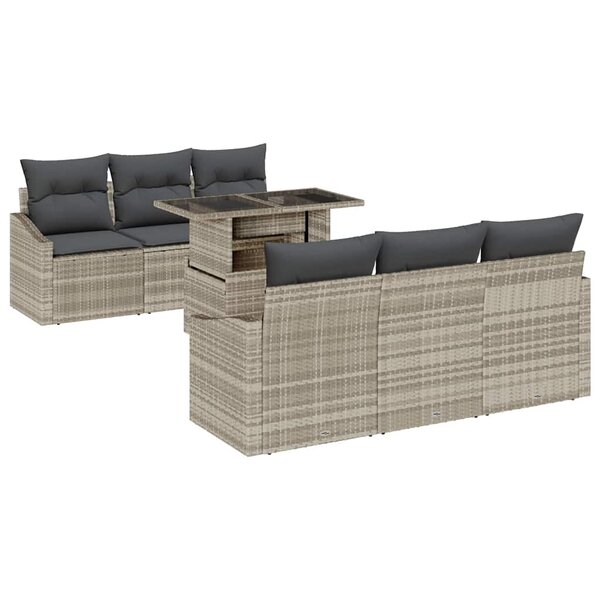 vidaXL Ensemble de canapé de jardin 7 pc Gris clair polyrotin