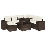 vidaXL Salon de jardin 8 Pièces avec coussins marron résine tressée