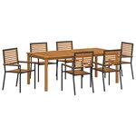 vidaXL Ensemble de salle à manger pour jardin 7 Pièces Noir Poly rotin