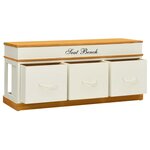 Banc banquette d'entrée de rangement à chaussures 100 x 35 x 45 cm bois de paulownia massif 02_0021253