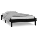 vidaXL Cadre de lit à LED sans matelas noir 90x200 cm bois massif