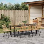 vidaXL Ensemble de salle à manger pour jardin 9 Pièces Marron Poly rotin