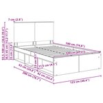 vidaXL Cadre de lit Gris Sonoma 120 x 190 cm Bois de pin massif