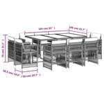 vidaXL Ensemble à manger de jardin et coussins 11 Pièces beige poly rotin