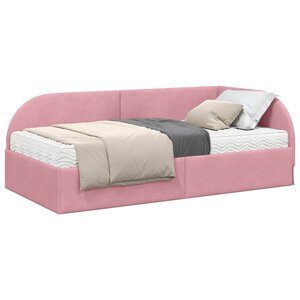 vidaXL Cadre de lit d'angle avec matelas 2 Pièces Gris Velours