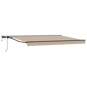 vidaXL Cadre de store manuel avec LEDs Beige et Anthracite 4 × 3 5 m