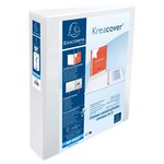 Classeur Personnalisable Rigide 2 Poches Kreacover - 4 Anneaux En D 40mm - A4 Maxi - Blanc - X 10 - Exacompta