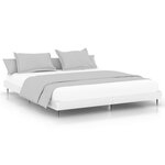 vidaXL Cadre de lit blanc brillant 200x200 cm bois d'ingénierie