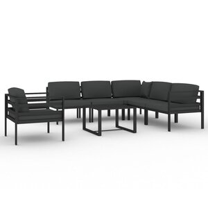 vidaXL Salon de jardin 7 Pièces avec coussins Aluminium Anthracite
