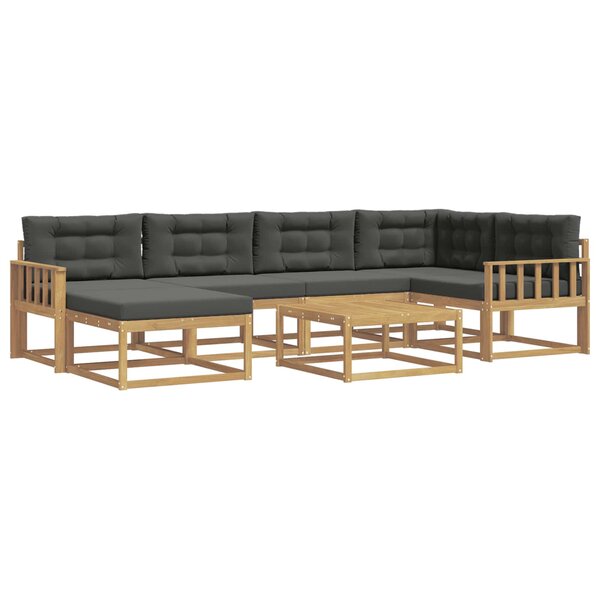 vidaXL Ensemble de canapés d'extérieur 7 Pièces Blanc et anthracite