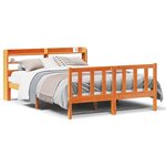 vidaXL Cadre de lit et tête de lit sans matelas cire marron 135x190 cm