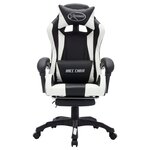 Chaise fauteuil siège pivotante de bureau informatique étude de jeux vidéo avec LED RVB et similicuir blanc 02_0024199