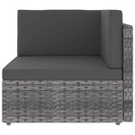 vidaXL Salon de jardin 9 Pièces avec coussins Gris Résine tressée