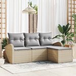 vidaXL Ensemble de canapé de jardin 4 Pièces Beige Poly rotin