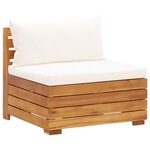 Vidaxl salon de jardin 5 pièces avec coussins acacia solide blanc crème