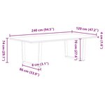 vidaXL Table à manger avec bord naturel 240x120x74cm bois massif chêne