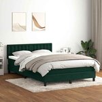 vidaXL Sommier à lattes de lit et matelas et LED vert foncé 160x220cm velours