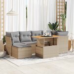 vidaXL Salon de jardin avec coussins 7 Pièces beige résine tressée