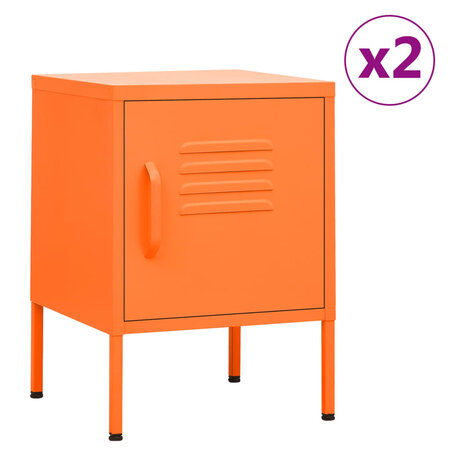 Vidaxl tables de chevet 2 pièces orange 35x35x51 cm acier