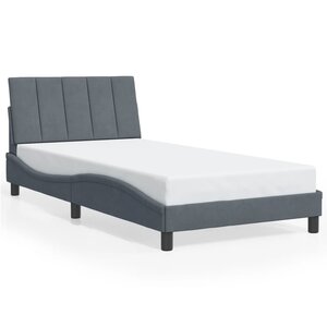 vidaXL Cadre de lit sans matelas Hanko gris foncé 100x200 cm velours
