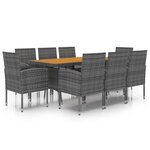vidaXL Mobilier à dîner d'extérieur 9 Pièces Résine tressée Gris