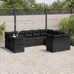 vidaXL Salon de jardin 10 Pièces avec coussins noir résine tressée